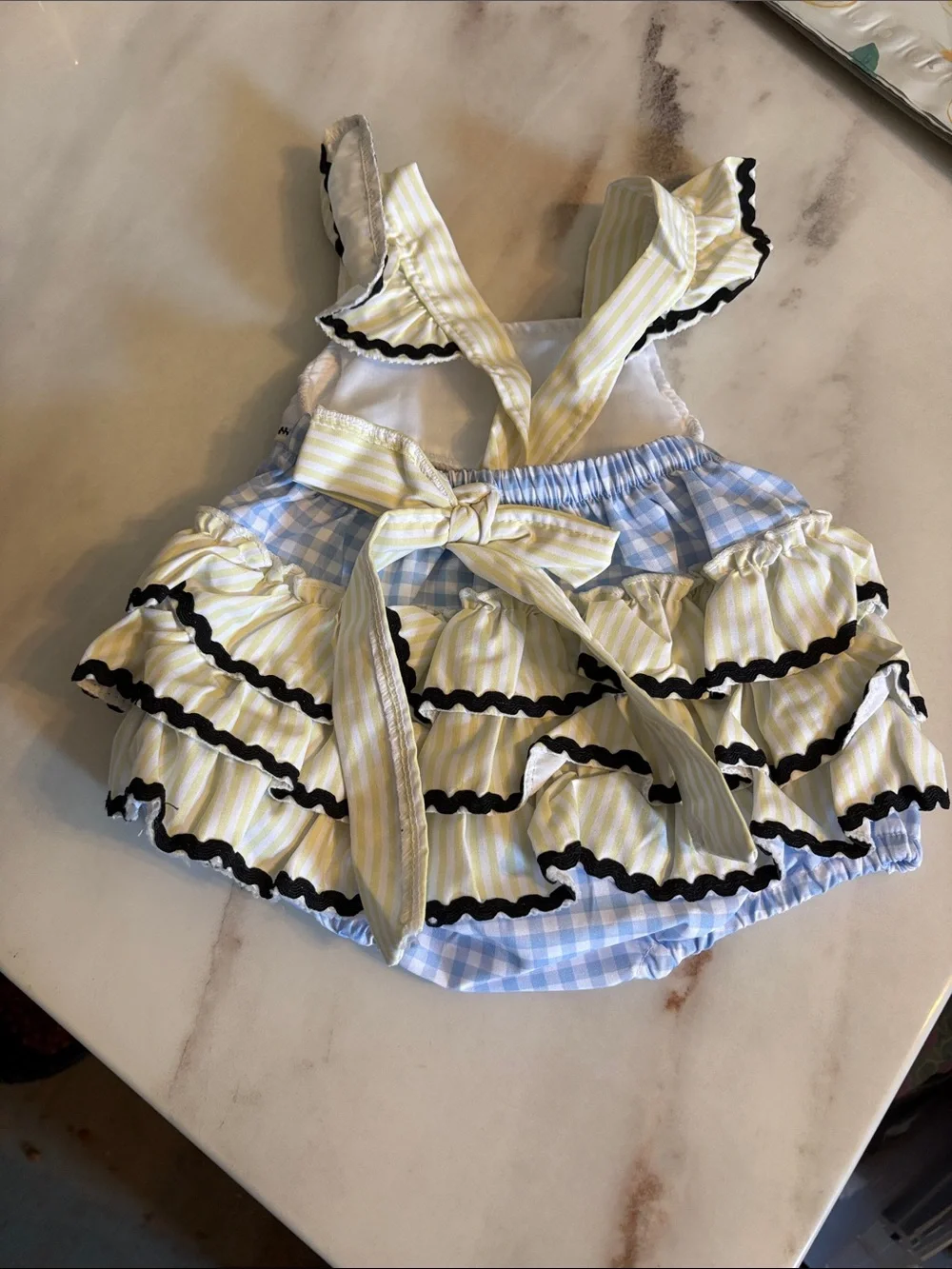 Smocked Blue Gingham Baby Footie with Character Embroidery